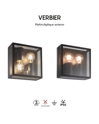 VERBIER * APLIQUE EXTERIOR GRIS OSCURO  IP65 - 2L*E27